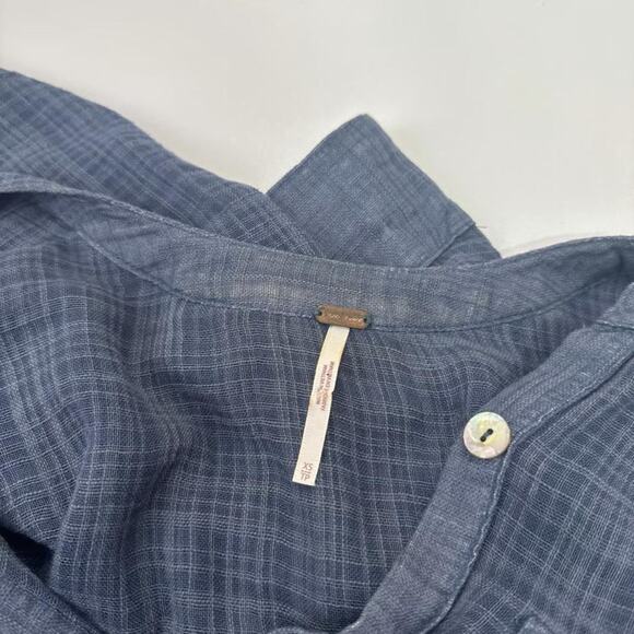 Free People Talk To Me Frayed Hem Popover Blouse - Picture 8 of 8